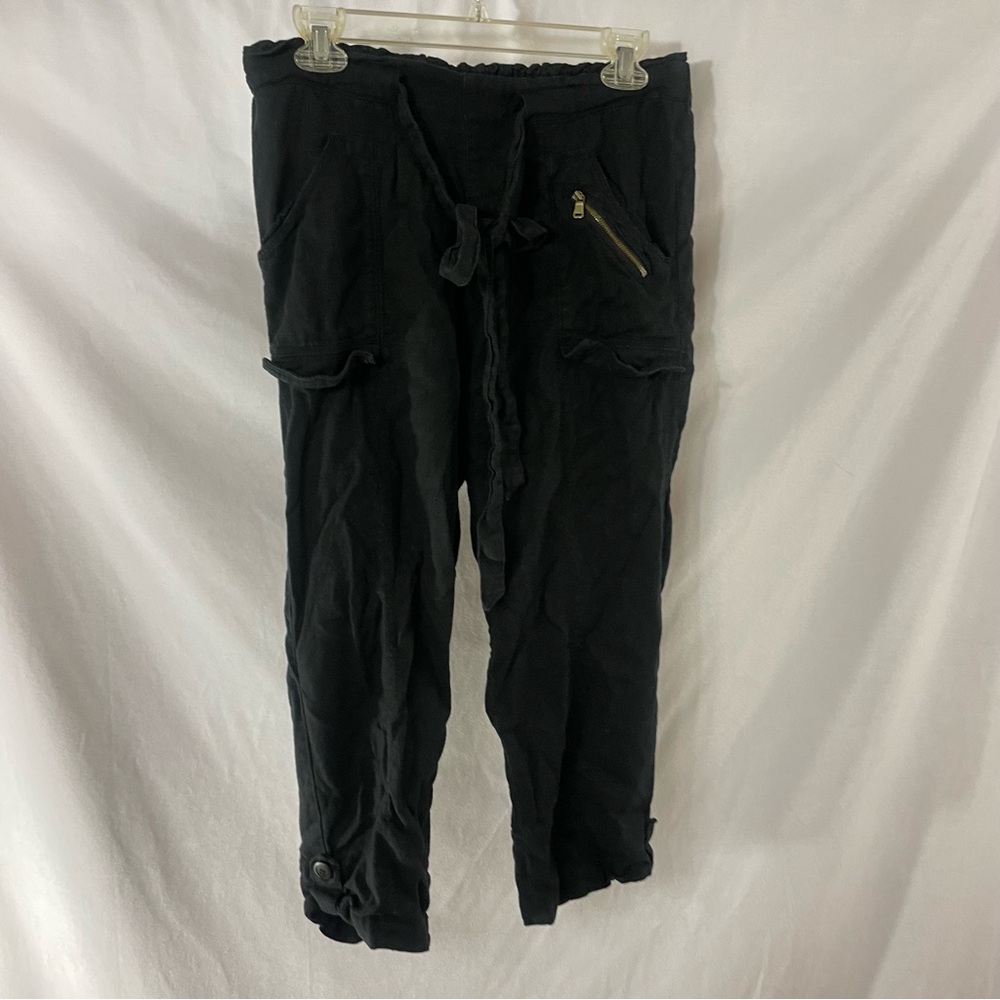 Maurices Black Linen Crop Cargo pants